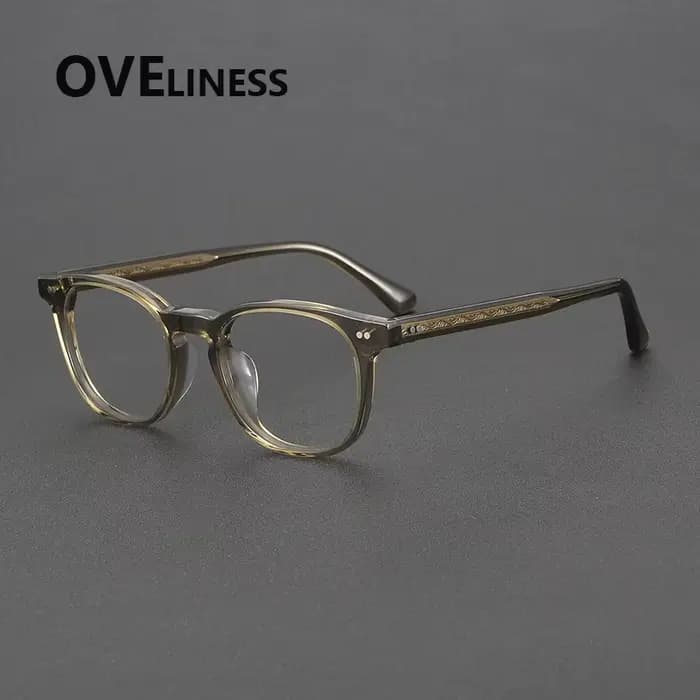 Monture de lunettes en acétate pour hommes et femmes, lunettes rondes vintage, lunettes à la mode, h