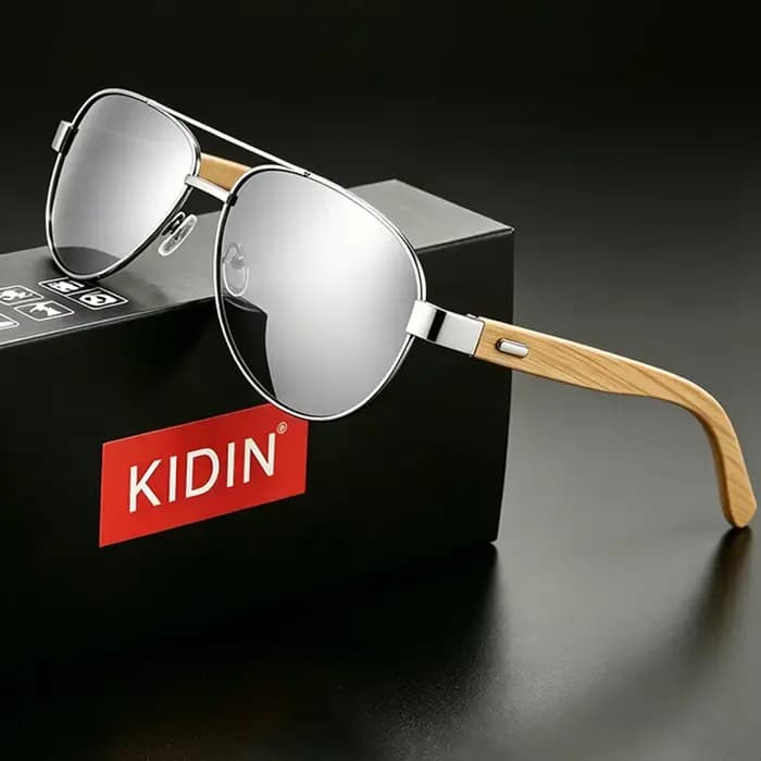 KINID Lunettes de soleil en bambou faites à la main pour hommes et femmes, monture ovale en bois, st