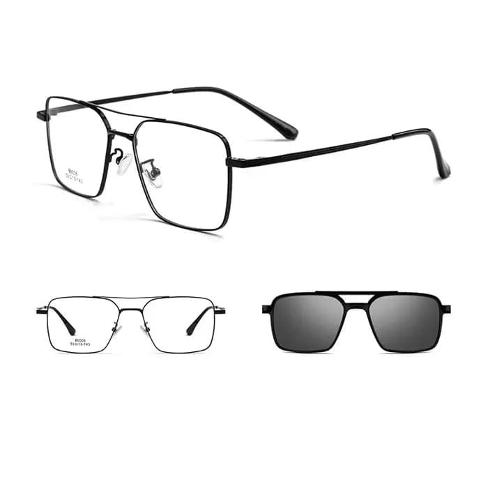 Hommes classique polarisé pince sur lunettes de soleil pilote Double faisceau en alliage de titane l