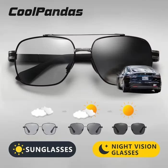 CoolPandas haute qualité lunettes de soleil polarisées hommes femmes photochromique UV400 Protection