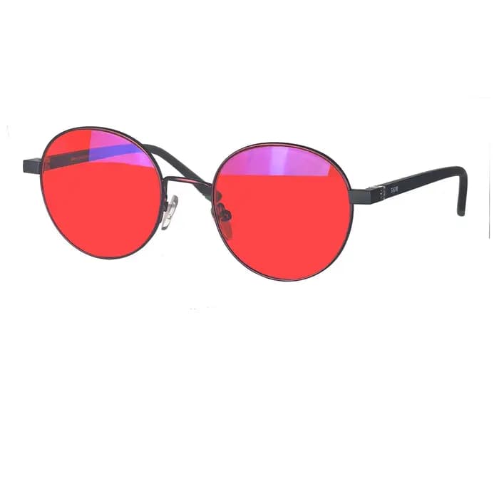 SHINU lentille rouge Anti lumière bleue lunettes d'ordinateur cadre rond femmes lentille Orange lune