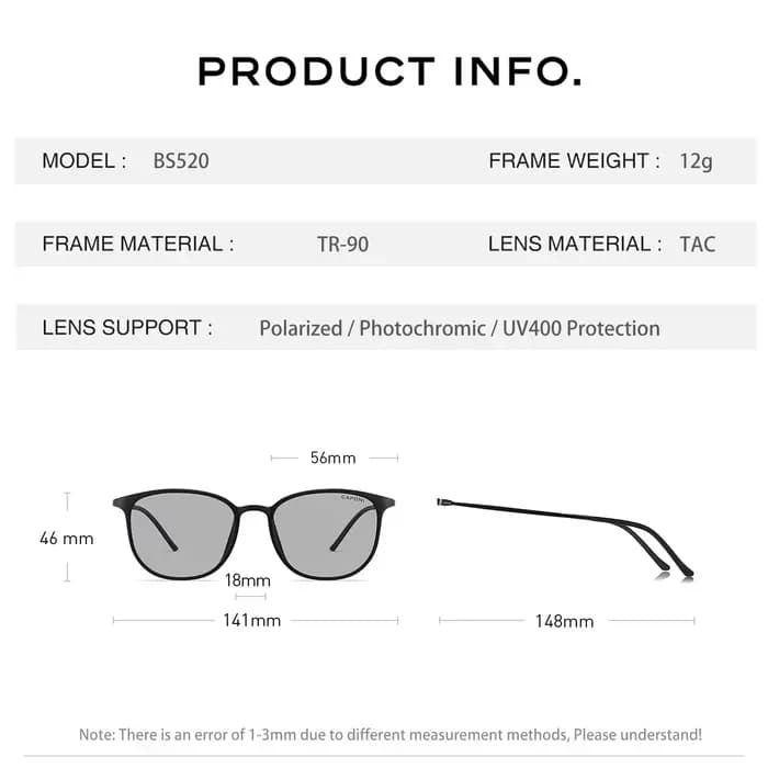 CAPONI ovale hommes lunettes de soleil photochromiques lunettes de soleil polarisées pour hommes pro