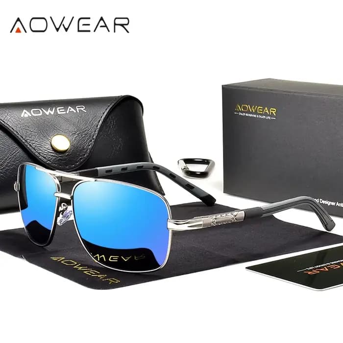 AOWEAR-Lunettes de soleil polarisées rétro pour hommes et femmes, lunettes de conduite vintage, lune