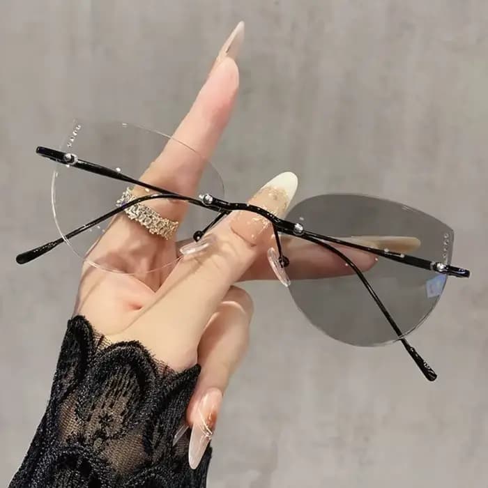Lunettes de myopie sans cadre HD pour femmes, monture elliptique Ultra légère, de luxe, de haute qua