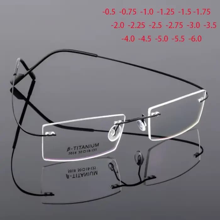 Lunettes légères sans bords en titane à petite monture, 5018, Prescription de lunettes-0.5 -1 -1.5 -