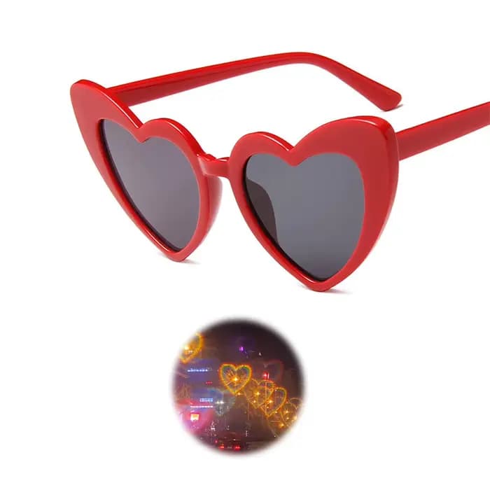 Amour effet spécial lunettes en forme de coeur mode coeur Diffraction lunettes de soleil regarder le