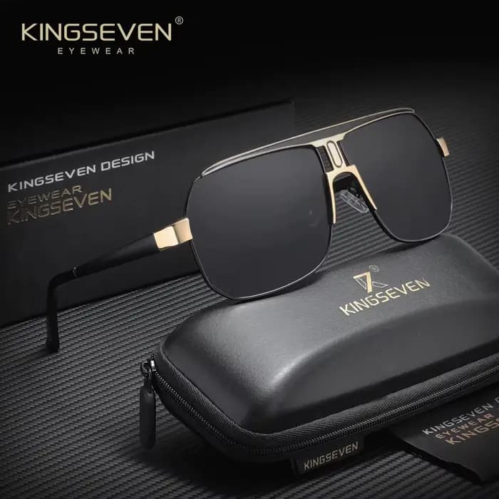 KINGSEVEN Lunettes de soleil de luxe modernes pour hommes et femmes, polarisées UV400, monture large