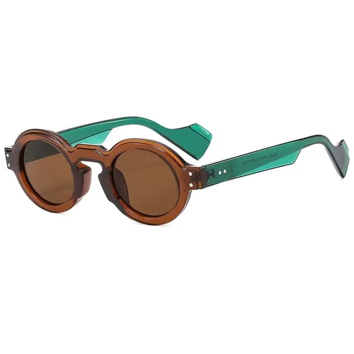 Lunettes de soleil rondes pour femmes et hommes, Punk, Double couleur, Rivets rétro, décoration tend