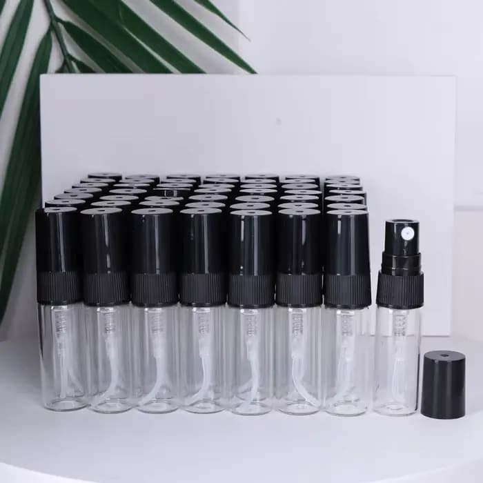 Lot de 50 flacons de parfum en verre transparent de haute qualité de 3 ml, flacon pulvérisateur ultr