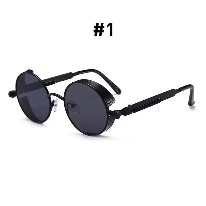 VIVIBEE Lunettes de soleil vintage steampunk rouges pour hommes, lunettes rondes punk en alliage mét