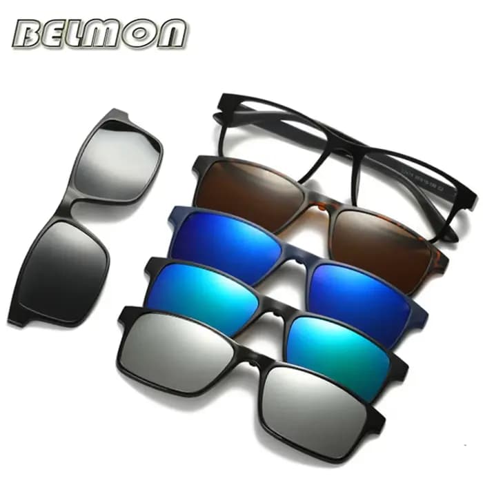 Monture de lunettes optiques de mode hommes femmes avec 5 clips sur lunettes de soleil lunettes magn