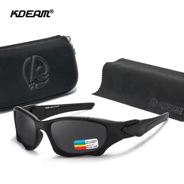 KDEAM lunettes de soleil de cyclisme pour hommes polarisées noir Style guerrier lunettes de soleil d