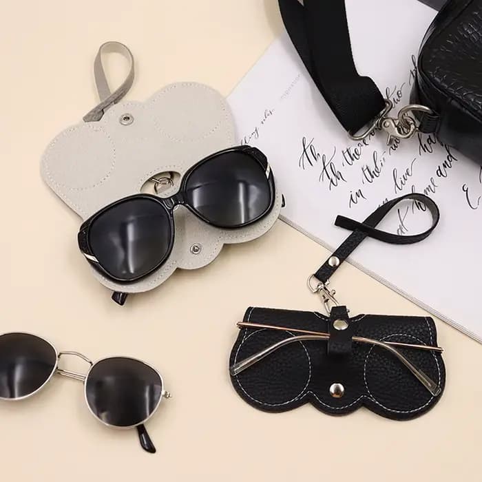 Housse de lunettes en relief Litchi, 1 pièce, jolie pochette suspendue en cuir PU pour lunettes de s