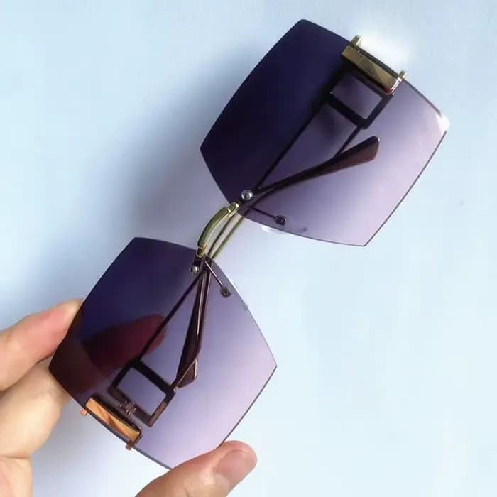 Nouvelles Lunettes de Soleil Femme Sans Monture Carrées Anti-UV, Verres Surdimensionnés, Branches en