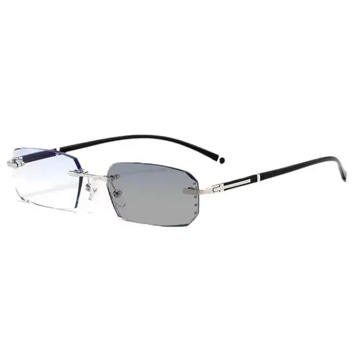 Lunettes de myopie photochromiques d'affaires pour hommes, coupe diamant, sans bords, UV400, lunette