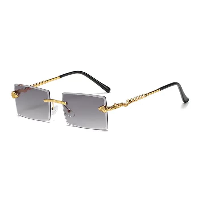 Lunettes de soleil carrées vintage sans monture motif serpent pour hommes et femmes, de marque de lu