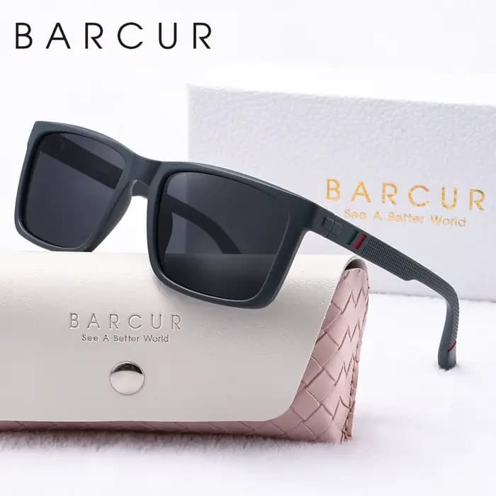 BARCUR Simple hommes lunettes de soleil Unique confort porter PC cadre carré UV400 parasol lunettes