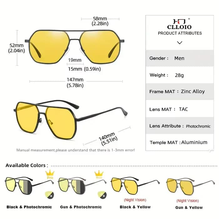 CLLOIO Anti-éblouissement jour nuit Vision lunettes hommes femmes polarisées conduite lunettes de so