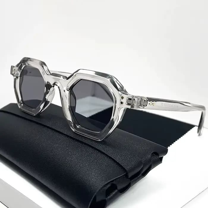 Lunettes de soleil rétro polygonales ambrées pour femmes, petites lunettes carrées, lunettes de sole