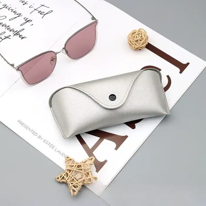 Boîte à lunettes couleur unie lunettes de soleil en cuir haut de gamme lunettes de myopie résistant