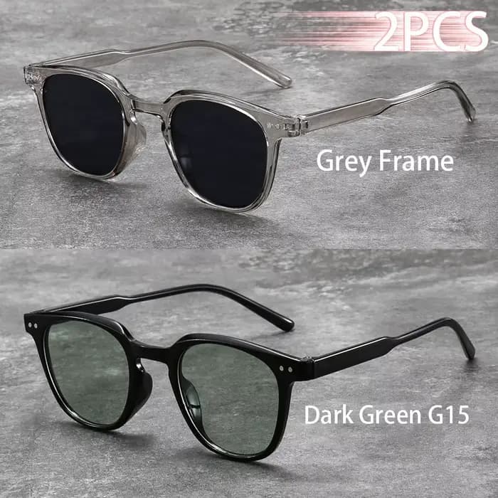 2 Paires de Lunettes de Soleil Unisexe Rondes et Tendance avec Verres Rose Dégradé, Décoration Métal