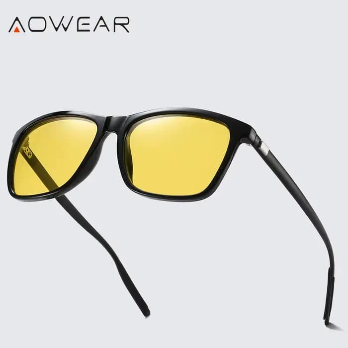 AOWEAR HD lunettes de Vision nocturne polarisées pour femmes carré jaune lunettes de conduite de nui