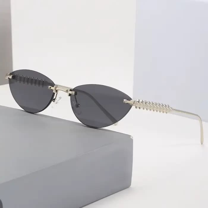 Lunettes de protection sans bords œil de chat Rivet lunettes de soleil femmes marque de luxe ovale d