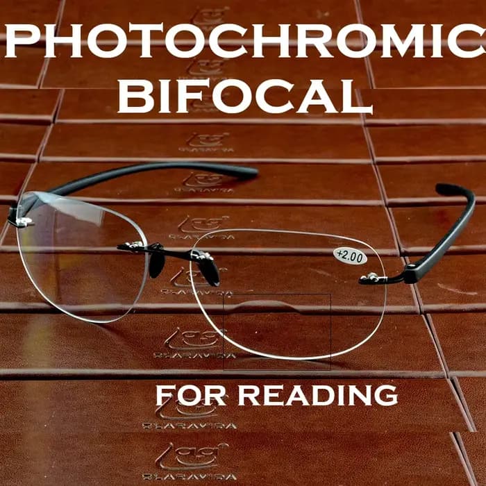 NOMANOV Lunettes de soleil photochromiques sans monture de style spatial Lunettes de lecture bifocal