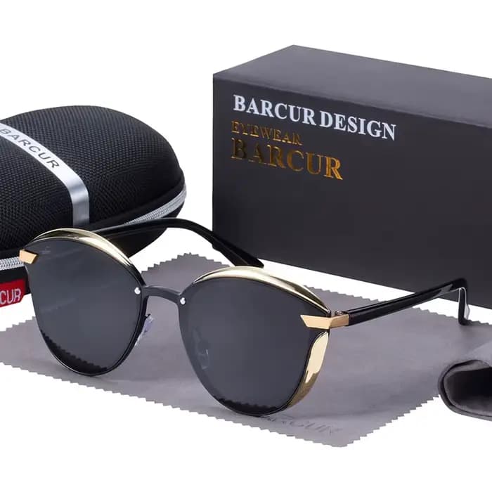 Lunettes de soleil polarisées de luxe BARCUR femmes lunettes de soleil rondes lunettes de soleil fem