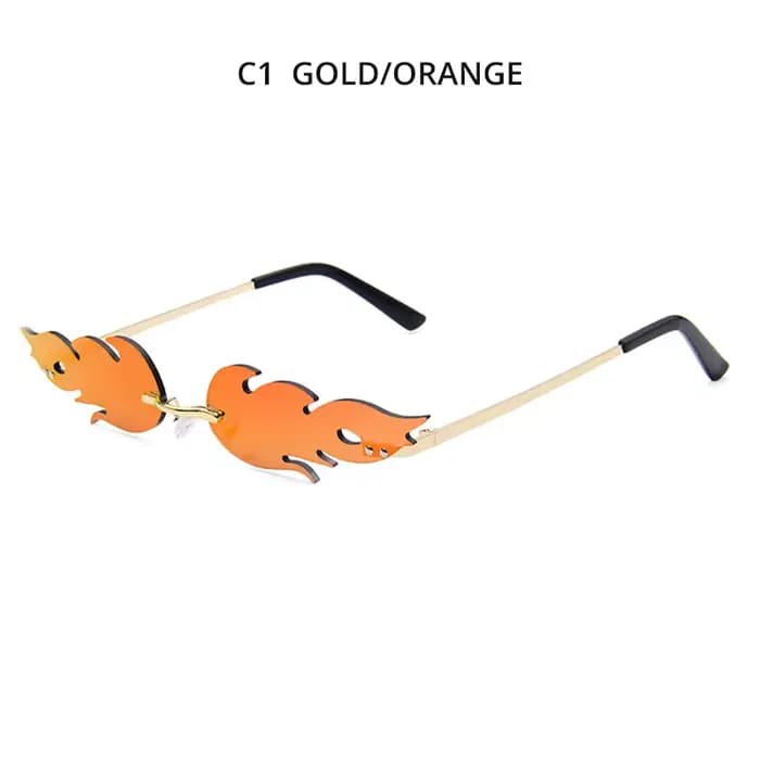 Lunettes de soleil flamme de feu pour femmes et hommes, créateur de marque, sans monture, vague, vin