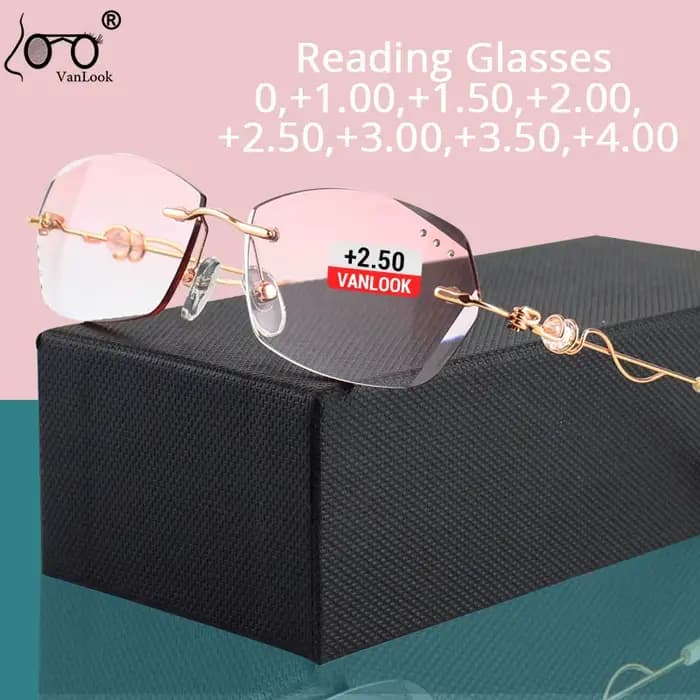 Vanlook – lunettes de lecture sans bords en strass pour femmes, Design sans vis bloquant la lumière