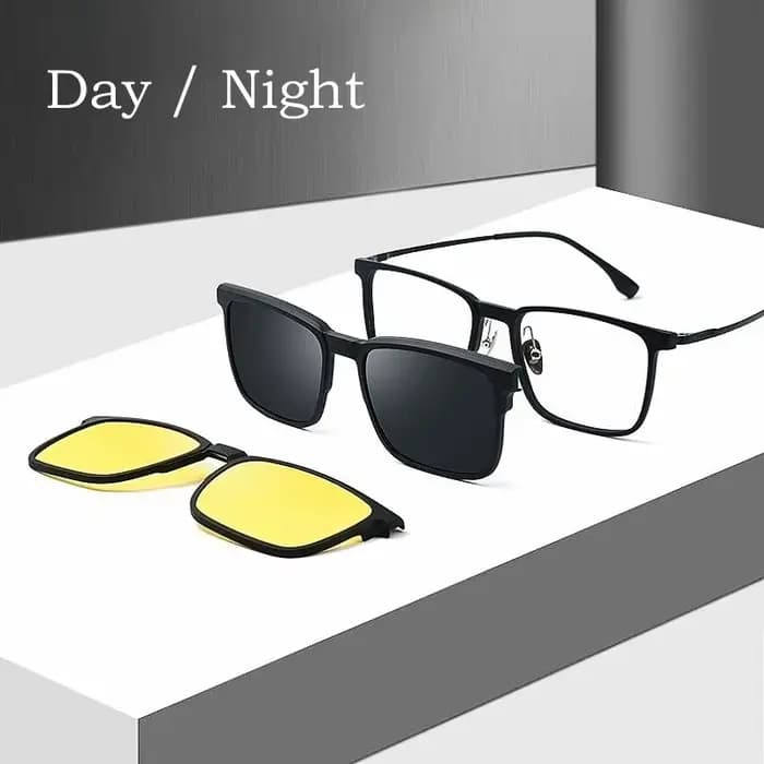 YIMARUILI mode polarisé pince magnétique sur lunettes TR90 pur titane rétro carré optique Prescripti
