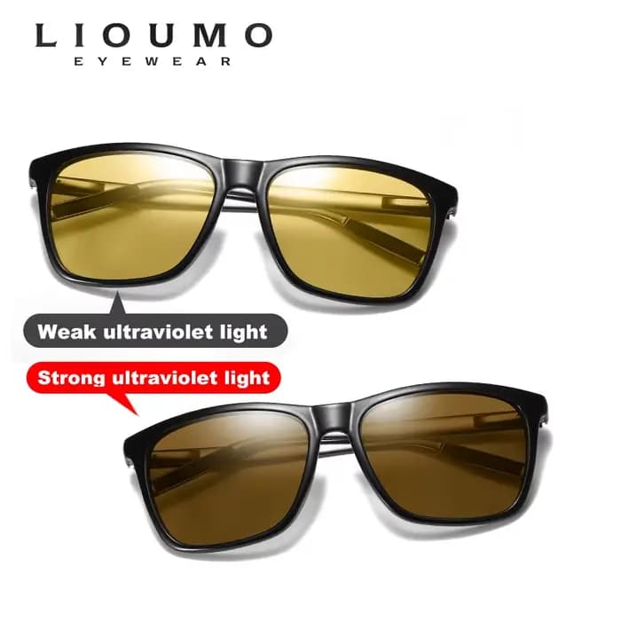 LIOUMO lunettes de soleil photochromiques hommes lunettes de Vision nocturne polarisées pour la cond