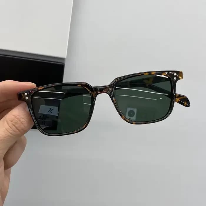 Lunettes de soleil carrées vert foncé léopard pour hommes, nuances masculines, créateur de marque, v