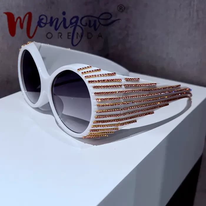 Bling diamant ovale Punk lunettes de soleil femmes à la mode ronde luxe lunettes de soleil pour homm