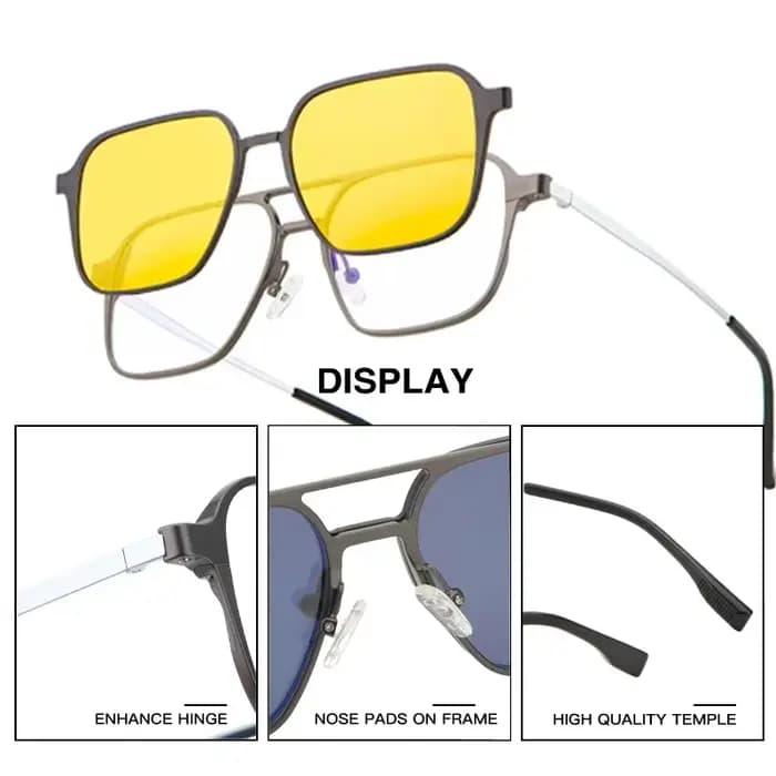 CLLOIO aluminium 3 en 1 pince magnétique optique myopie lunettes pour hommes lunettes de soleil pola