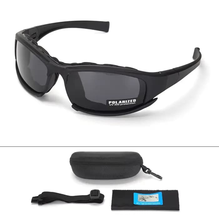 Lunettes tactiques à 4 lentilles 2025 – Lunettes de sécurité polarisées, coupe-vent et anti-poussièr