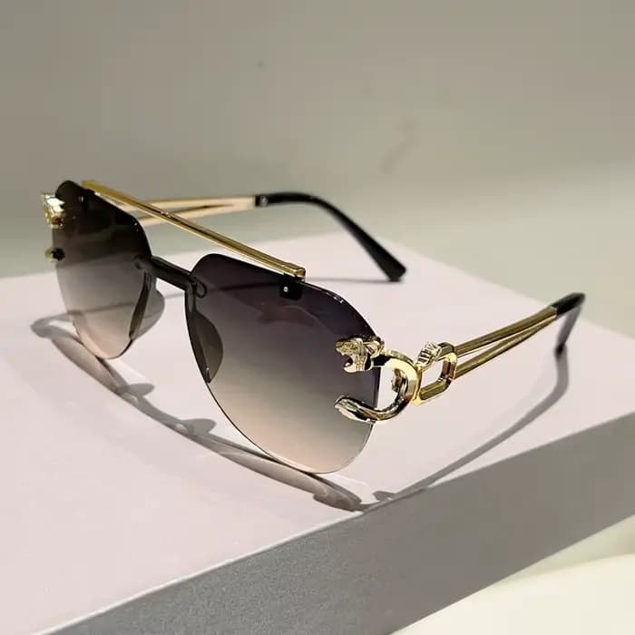 Lunettes de soleil sans monture biseautées pour femmes, lunettes de protection UV rétro élégantes po
