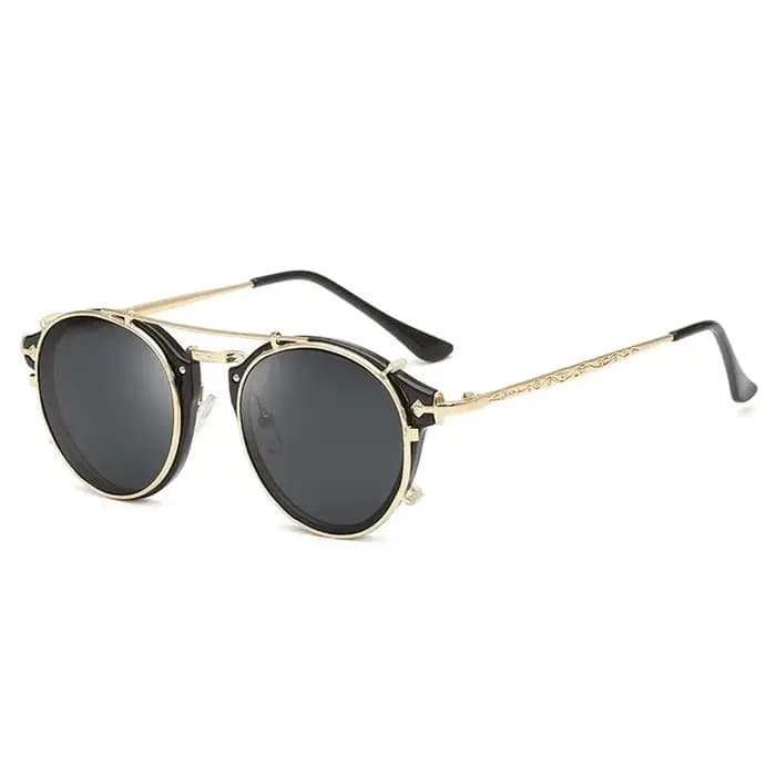 Lunettes de soleil rondes vintage pour hommes et femmes – Lunettes de soleil Steampunk de style goth