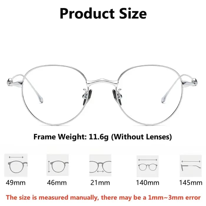 YIMARUILI Rétro Rond Titane Lunettes Cadre Hommes et Femmes Personnalisé Mode Lunettes Optiques cont
