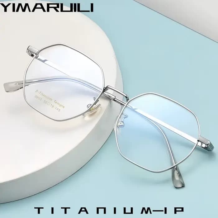 YIMARUILI rétro lunettes polygonales hommes et femmes ultra-léger mode titane petite monture de lune