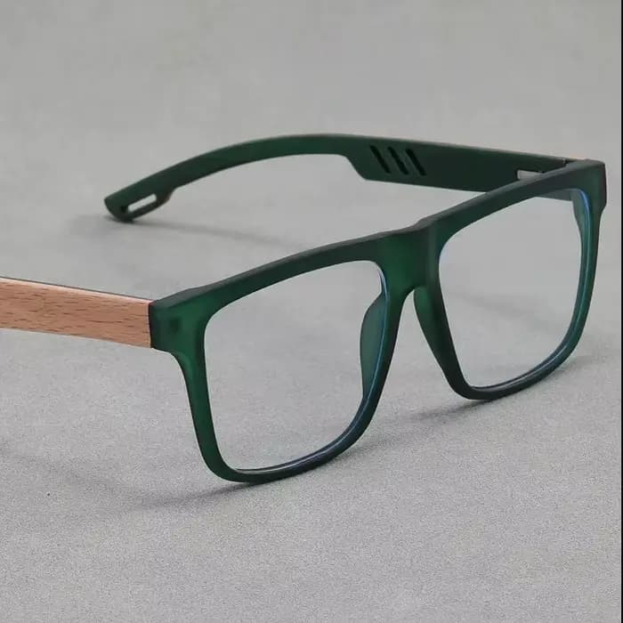 Lunettes de myopie à jambe plate en grain de bois, avec lumière plate rétro en bois et monture Anti-