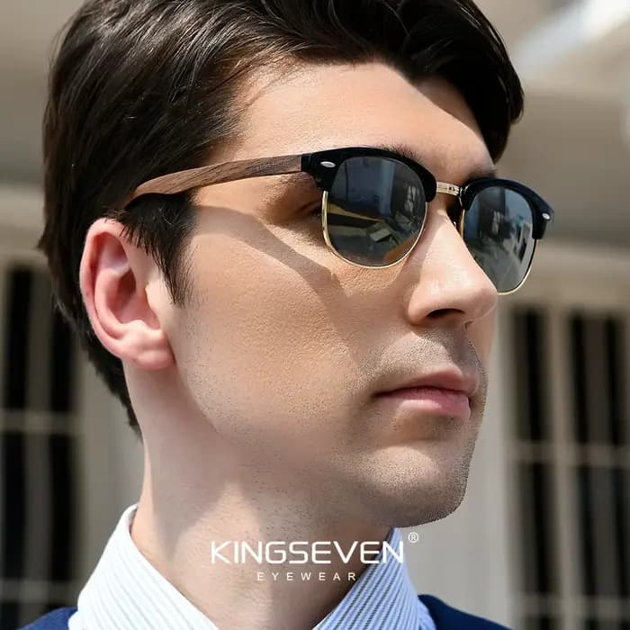 KINGSEVEN – lunettes de soleil polarisées en bois de noyer noir pour hommes et femmes, faites à la m