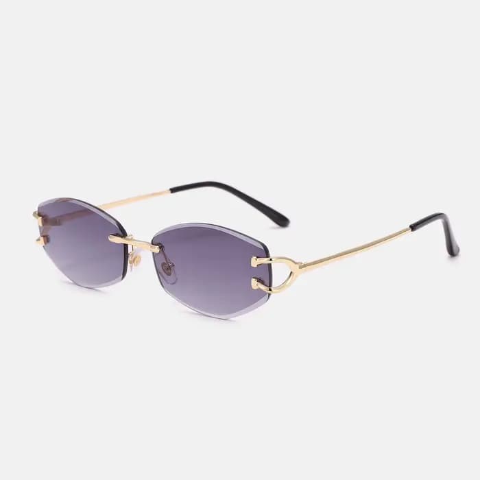 Lunettes de soleil polygone sans bords pour hommes et femmes, UV400, en métal, de marque de styliste