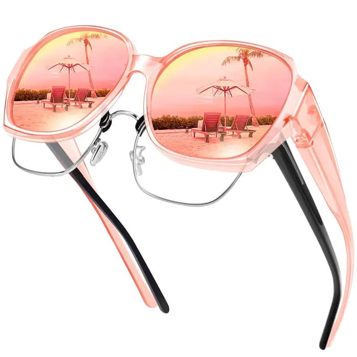 Lunettes de soleil surdimensionnées à porter par-dessus des lunettes pour femmes, protection UV400,