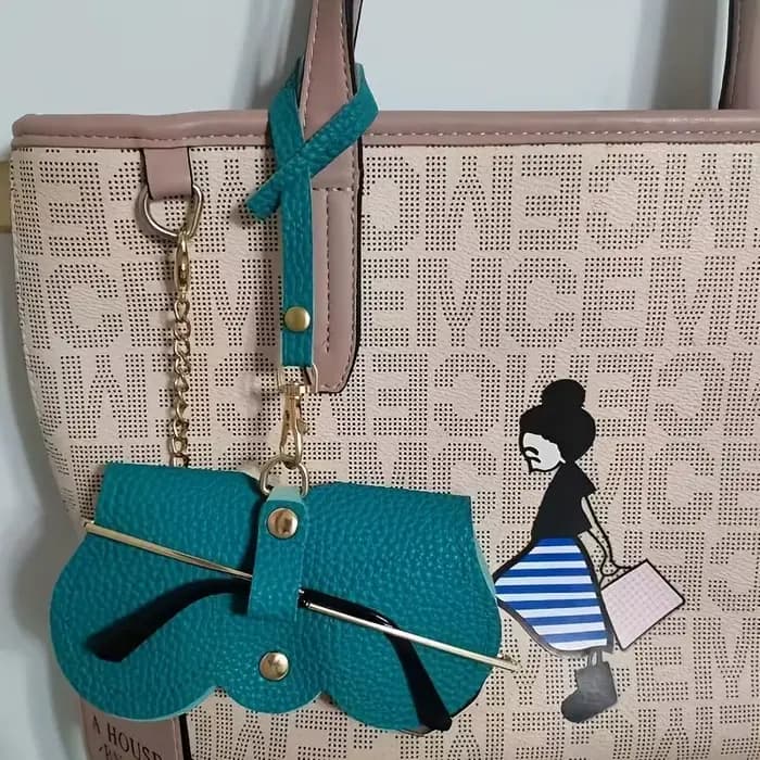 Housse de lunettes en relief Litchi, jolie pochette suspendue en cuir PU pour lunettes de soleil, sa
