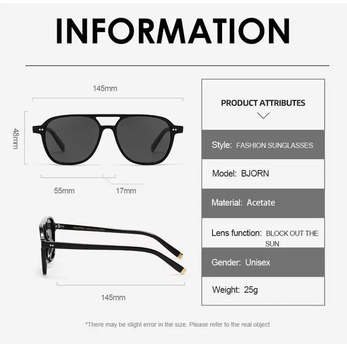 ROGBAE Vintage acétate lunettes de soleil hommes BJORN rétro concepteur UV400 mode lunettes de solei