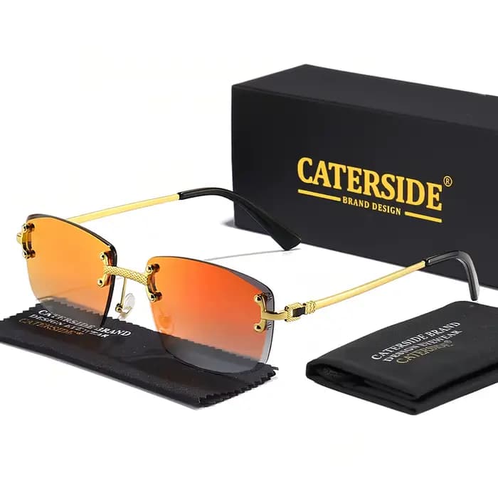 CATERSIDE Punk Rectangle lunettes de soleil hommes femmes luxe concepteur sans monture dégradé lenti