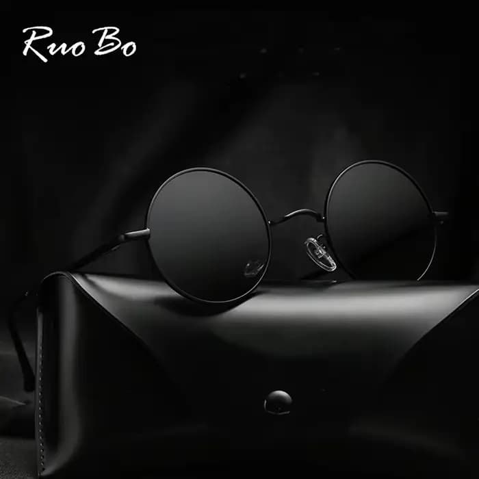 RUOBO – lunettes de soleil rétro polarisées à monture métallique ronde, pour hommes et femmes, lunet