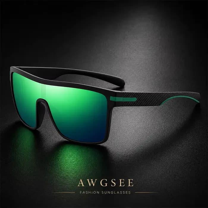 Lunettes de soleil carrées surdimensionnées pour hommes et femmes, verres monolithiques anti-reflets